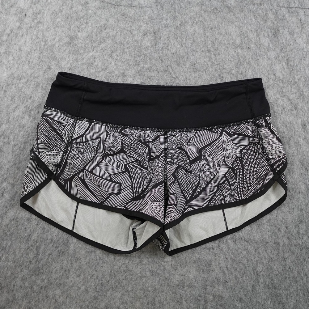Lululemon Shorts Women 6 Black White Dottie Tribe Speed 2.5" Athletic Running